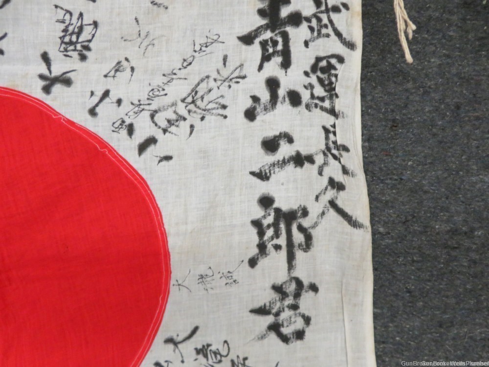  JAPANESE WWII HINOMARU MEATBALL FLAG W/ SIGNED KANJI CHARACTERS -img-6
