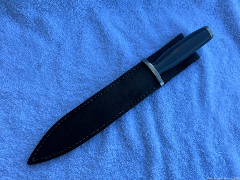 CUSTOM HAND FORGED OSO FORGE LARGE DAMASCUS DAGGER WITH SCABBARD-img-3