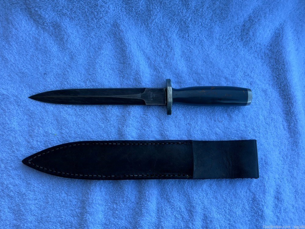 CUSTOM HAND FORGED OSO FORGE LARGE DAMASCUS DAGGER WITH SCABBARD-img-2
