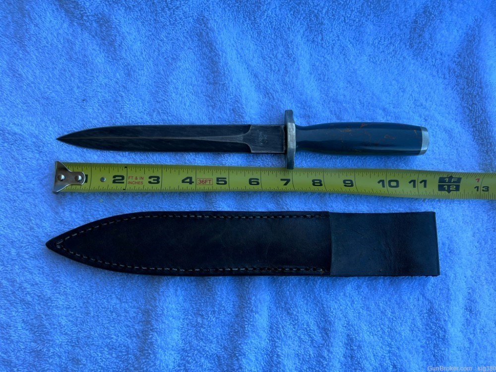 CUSTOM HAND FORGED OSO FORGE LARGE DAMASCUS DAGGER WITH SCABBARD-img-1