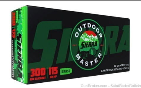 Sierra OutdoorMaster .300 Blackout 115 Grain Hollow Point - 20 Rounds-img-0