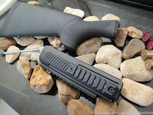 Fits Remington 870 Hogue Shotgun Stock + Milled Tactical Picatinny Forend-img-0