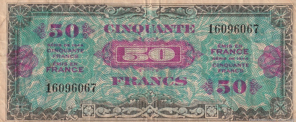WWII USGI Military Payment Certificate, France, 50 Francs-img-0