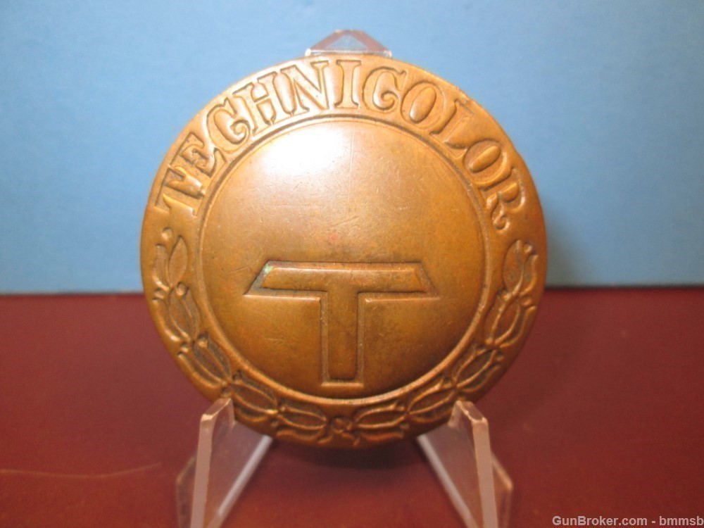 Large Brass 1940's TECHNICOLOR Badge, pinback-MOTION PICTURE INDUSTRY--img-1