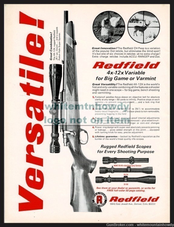 1961 REDFIELD Rifle Scope PRINT AD shown on Parker Hale Super Sporter-img-0