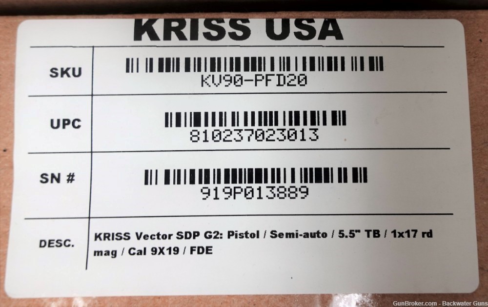  New Kriss Vector SDP G2 9mm Pistol FDE Finish FREE SIG OPTIC No Reserve!-img-4