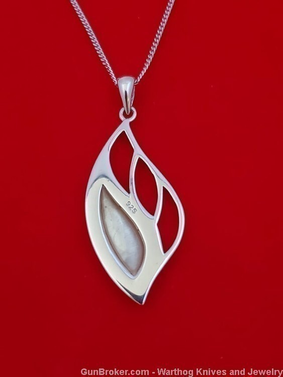 925 Sterling Silver Rhodium Plated/Mother of Pearl Necklace set.S36*REDUCED-img-2