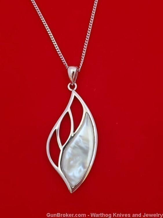 925 Sterling Silver Rhodium Plated/Mother of Pearl Necklace set.S36*REDUCED-img-1