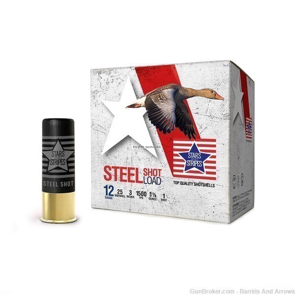 PPU CS33201 Stars & Stripes Steel Shotshell 12 Ga 3'' Steel 1-1/8 oz 1-img-0