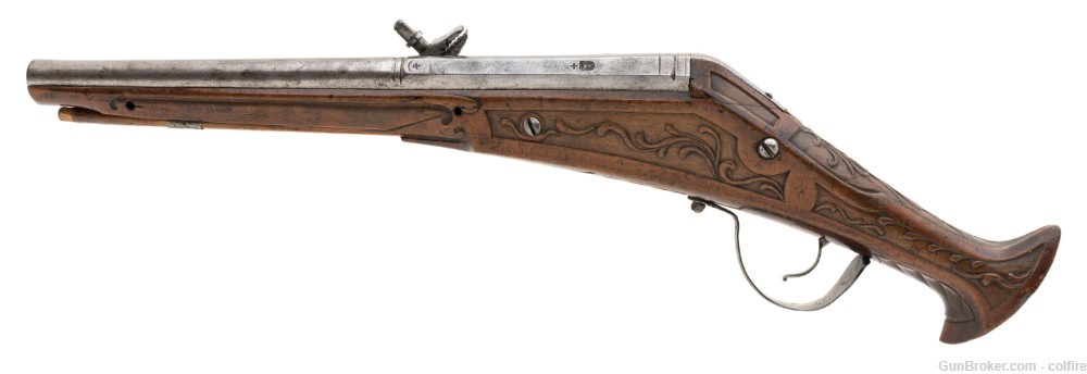Very Scarce Wheellock Pistol W/ “Fishtail” Butt (AH8192)-img-1