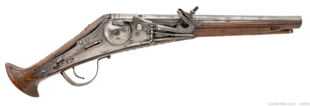 Very Scarce Wheellock Pistol W/ “Fishtail” Butt (AH8192)-img-0