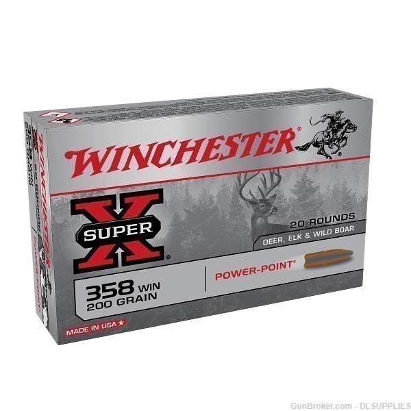 WINCHESTER SUPER-X AMMUNITION .358 WIN 200 GRAIN POWER POINT 20 RND BOX-img-0