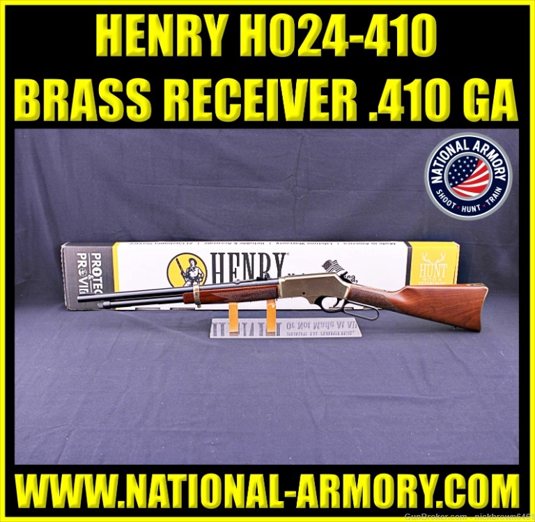 HENRY SIDE GATE LEVER ACTION 410 GA BRASS RECEIVER 19.8" BBL ORIGINAL BOX-img-0
