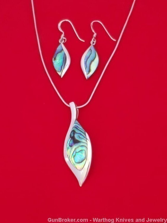 925 Sterling Silver & Abalone Necklace Set. S38.*REDUCED*-img-0