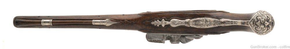 Exquisite French Gilt Engraved Silver Mounted Flintlock Pistols (AH8059)-img-9