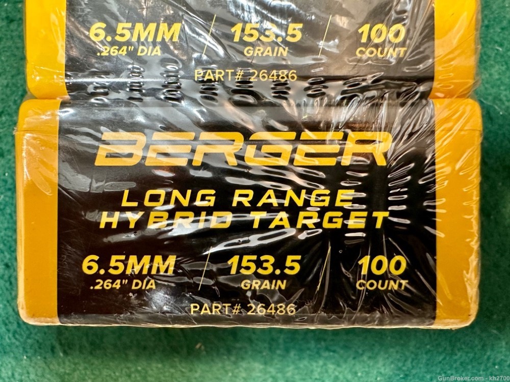 500 qty of 6.5 mm .264" 153.5 gr Berger Long Range Hybrid Target PRC-img-1