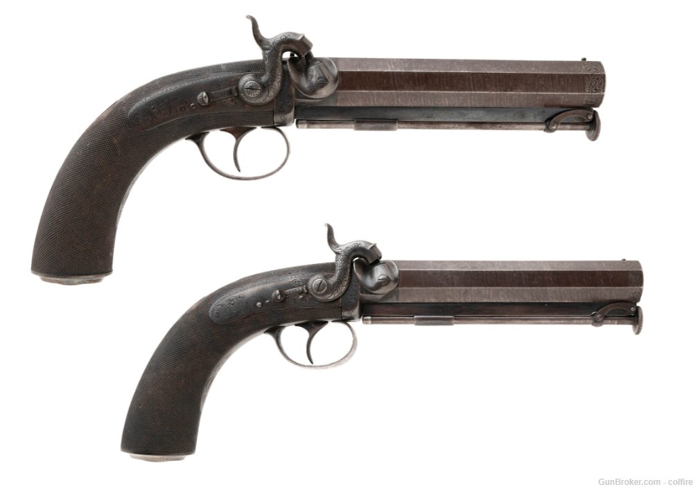 Pair of James Lees Marked Percussion Pistols (AH2575)-img-0