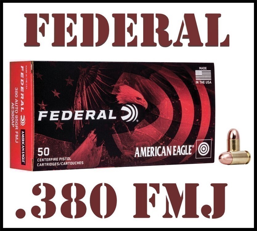 500rds Federal AE .380 ACP 95gr FMJ Target Auto 9x17 American Eagle 95-img-0