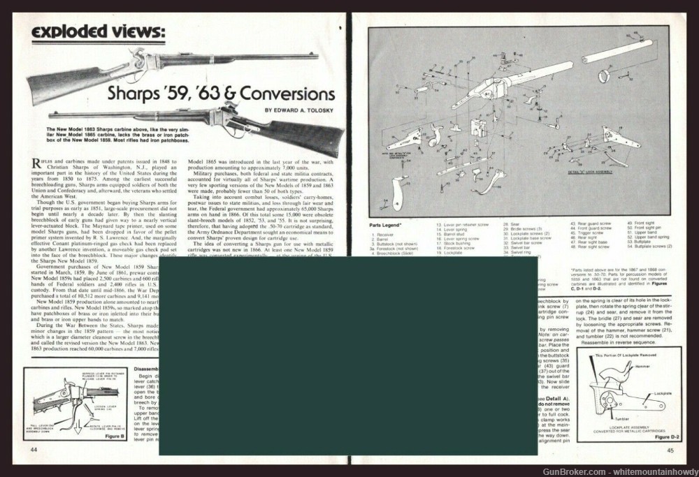 1981 SHARPS 1859 1863 & Conversions Exploded View Parts List Assembly Artic-img-0