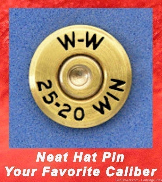 Winchester W-W   25-20  WIN Brass Cartridge Hat Pin  Tie Tac  Ammo Bullet-img-0