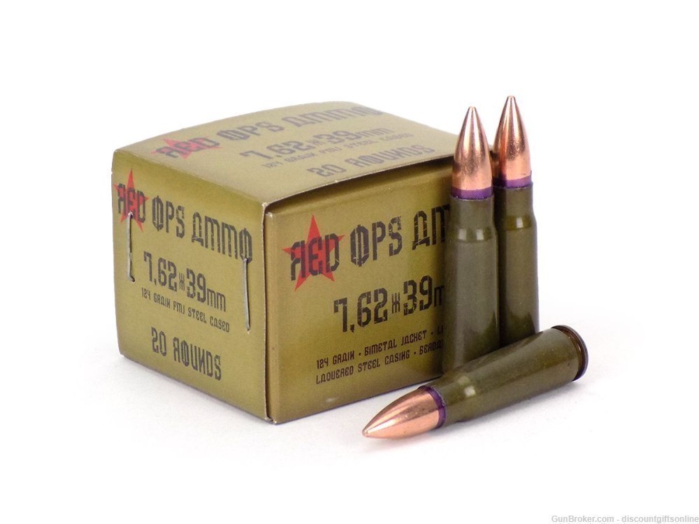 Red Ops Ammo 7.62x39 124 Grain FMJ Box of 20 Rounds-img-0