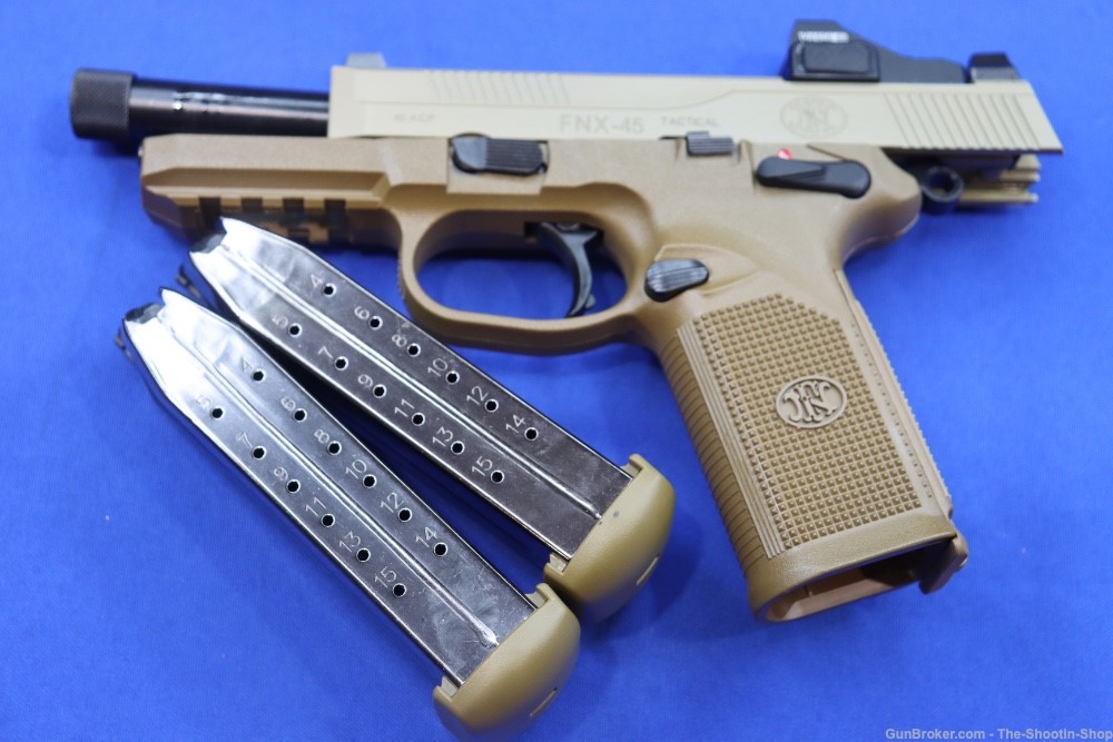FN FNX45 Tactical Pistol 45ACP THREADED 15RD FDE FNX45T VORTEX VIPER FNX -img-15