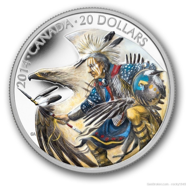 2014 $20 Nanaboozhoo & Thunderbird' Nest 1 oz. Pure Silver Color Proof coin-img-0