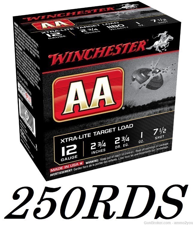 250 Winchester 12GA 7.5 Shot AA Light Target Load 1180FPS AAL127-img-0