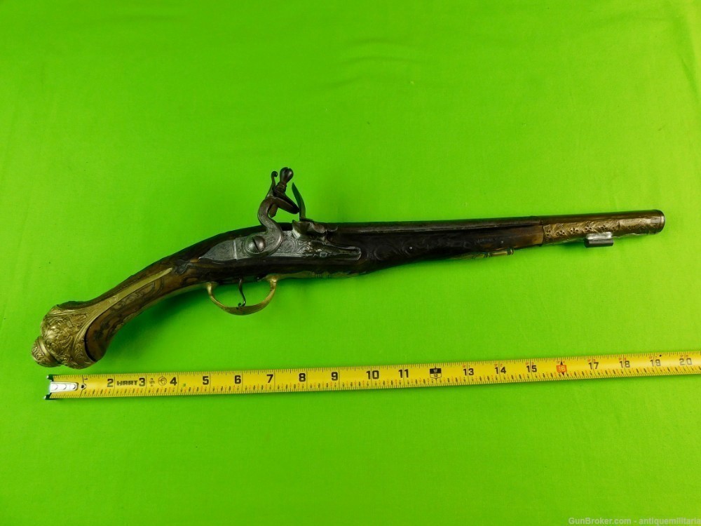 Antique Middle East Turkish Ottoman .65 Flintlock Pistol Handgun Gun-img-26