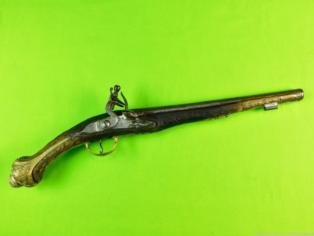 Antique Middle East Turkish Ottoman .65 Flintlock Pistol Handgun Gun-img-0