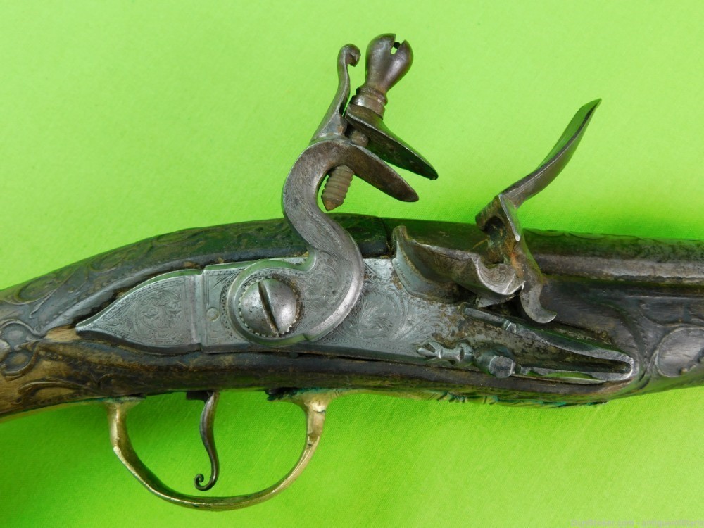 Antique Middle East Turkish Ottoman .65 Flintlock Pistol Handgun Gun-img-3