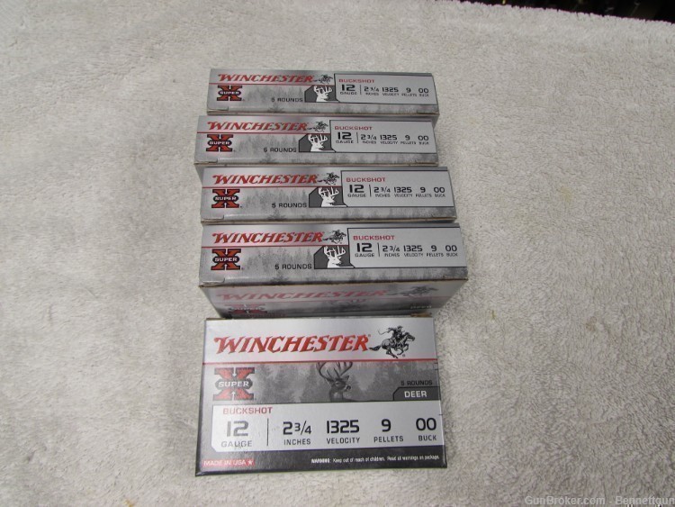 Winchester 12 ga 2 3/4 OO buck 5 boxes-img-0