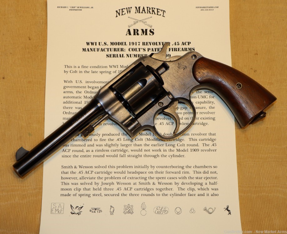 Fine WWI Colt Model 1917 .45 ACP DA Revolver Spring 1918-img-0