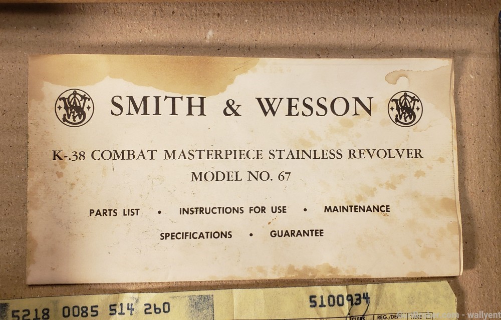 S&W Smith Wesson 38 Combat Masterpiece Revolver Model No.67 Box Manual plus-img-4