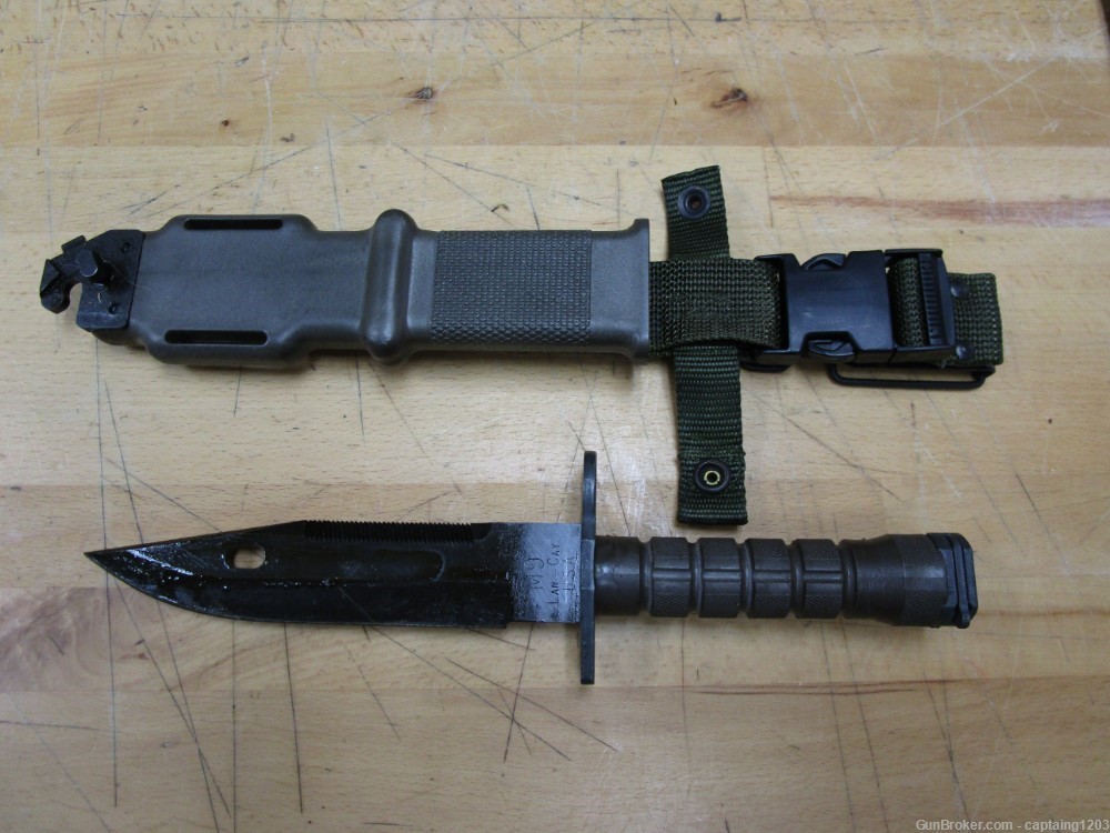 LanCay M9 Military Fixed Blade/Saw Tooth Gray Coated & Sheath-USA-1995-NEW!-img-1