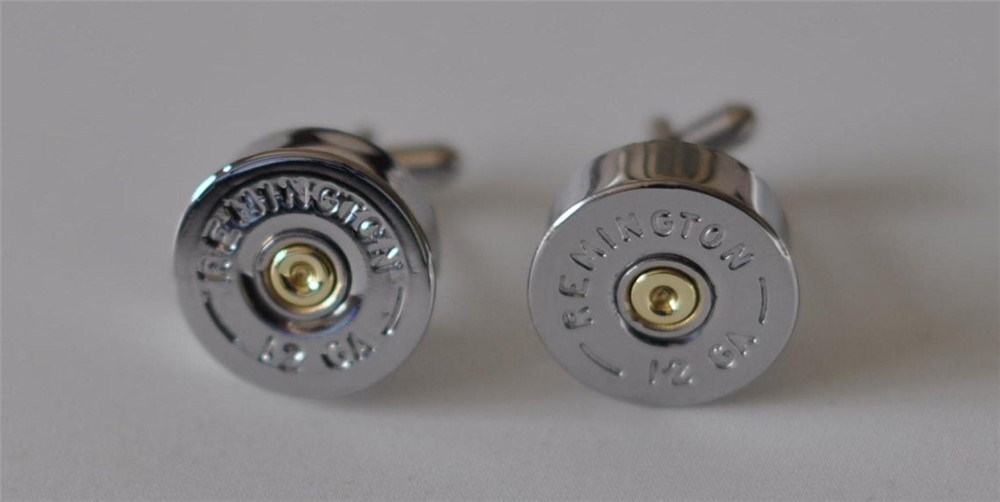 Remington 12 Gauge Shotgun Shell Cufflinks Highly Polished-img-0