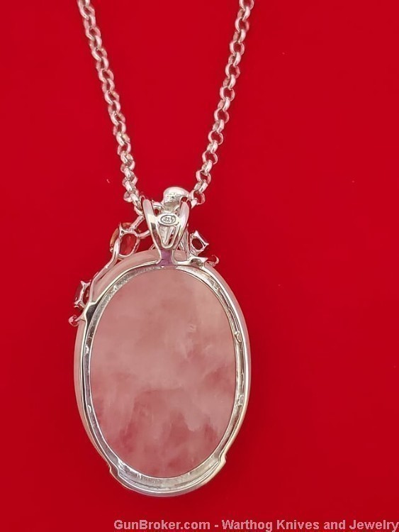 Ladies Rose Quartz Gemstone & 925 Sterling Silver Necklace.  SS41.*REDUCED*-img-2