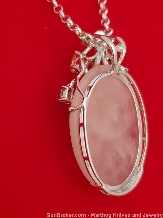Ladies Rose Quartz Gemstone & 925 Sterling Silver Necklace.  SS41.*REDUCED*-img-3