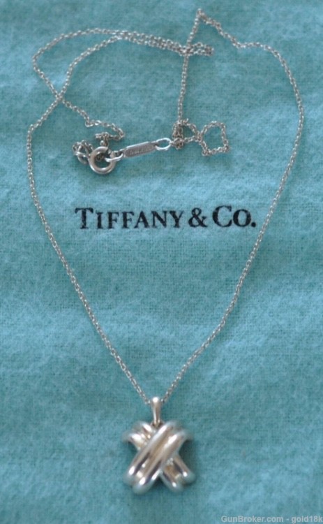 Tiffany & Co Signature X Pendant & Necklace 16" Sterling Silver 925-img-0