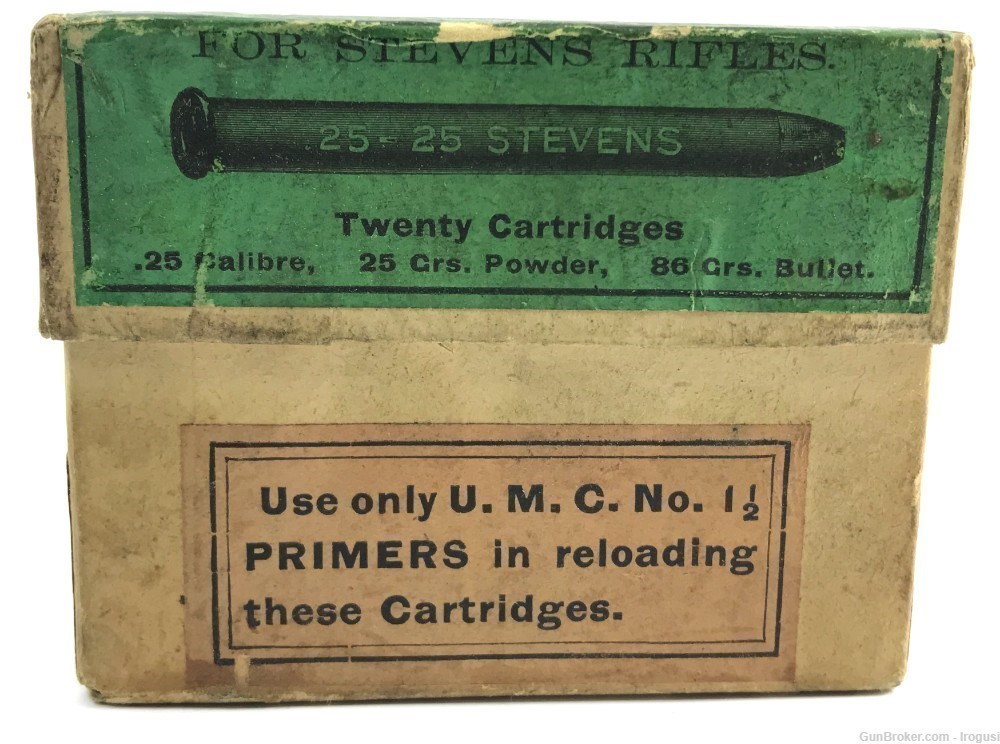 UMC .25-25 Stevens Union Metallic 25 Grs FULL Antique 2 Piece Box 957-SX-img-0