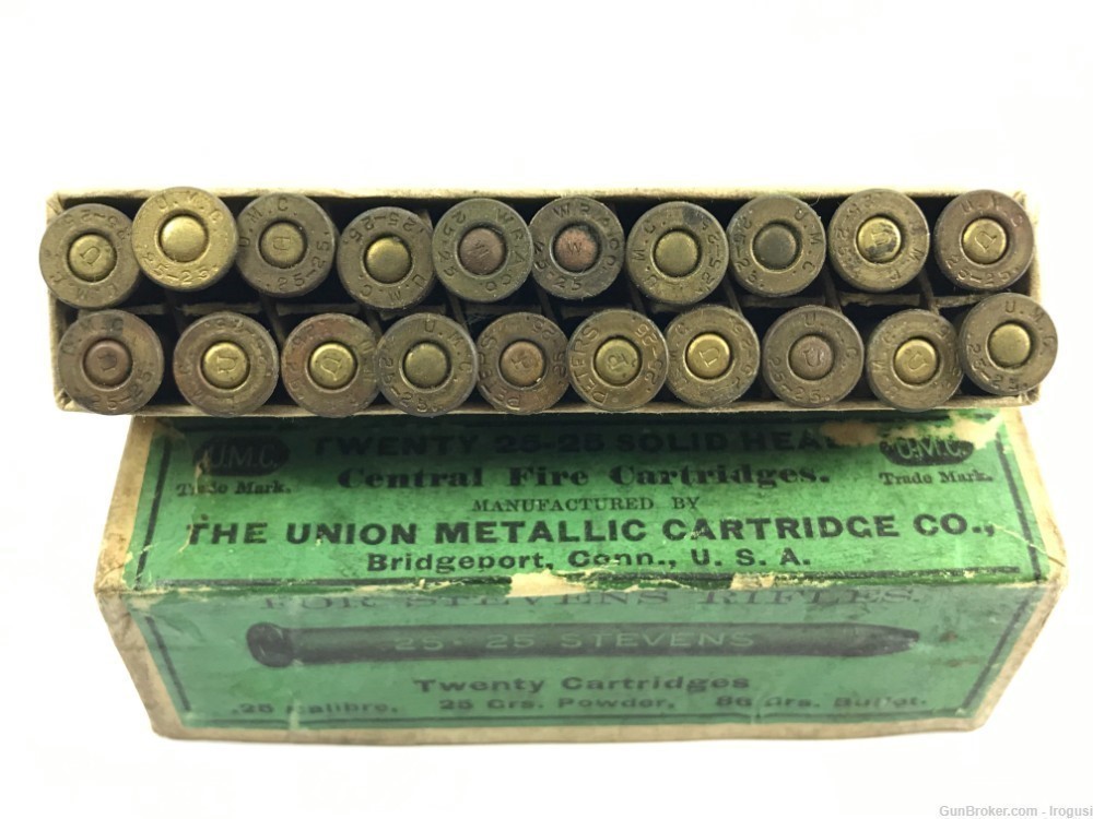 UMC .25-25 Stevens Union Metallic 25 Grs FULL Antique 2 Piece Box 957-SX-img-6