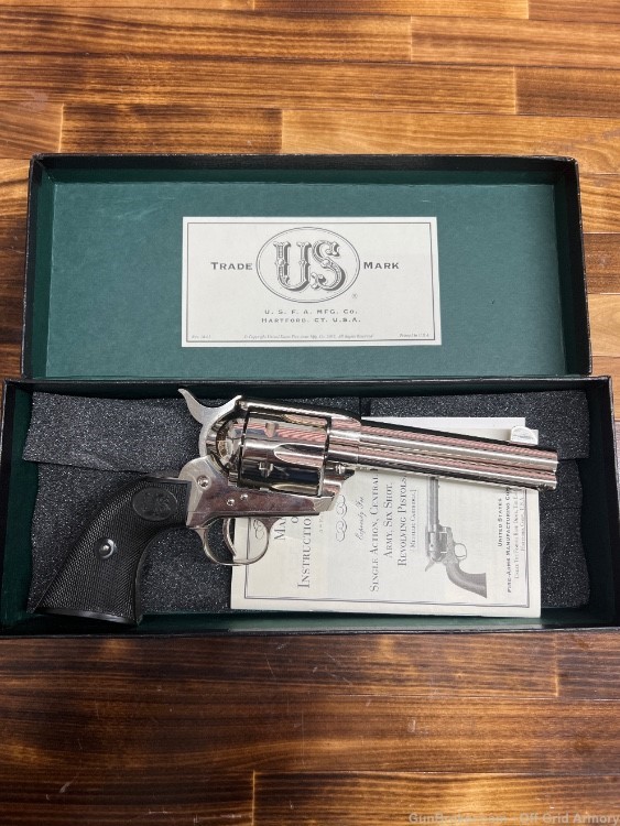 GORGEOUS USFA BRIGHT NICKEL .45 LONG COLT SINGLE ACTION ARMY!-img-13