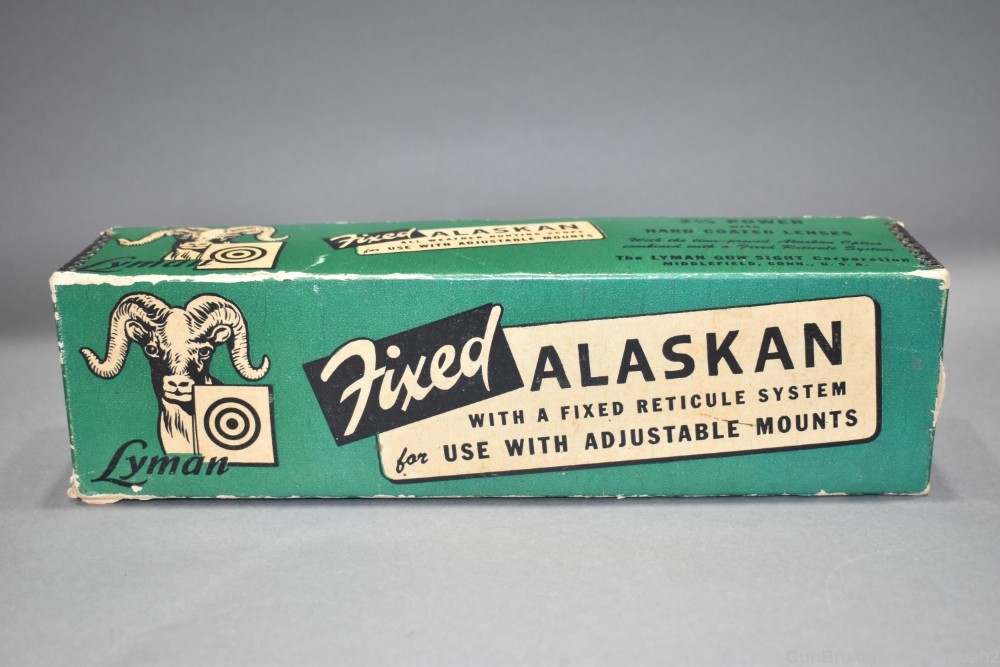 Vintage Lyman Fixed Alaskan All Weather 2.5X Rifle Scope W Box & Papers-img-0