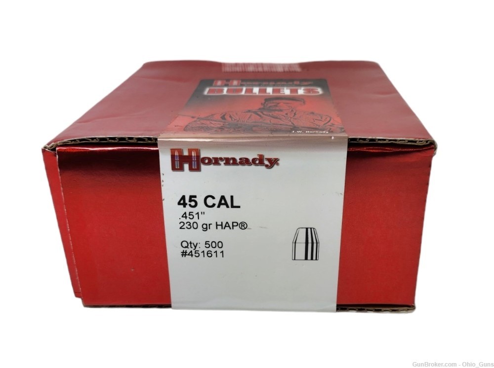 Hornady Reloading Bullet 45 Cal HAP .451" 230 gr Hollow Point (HP)-img-1