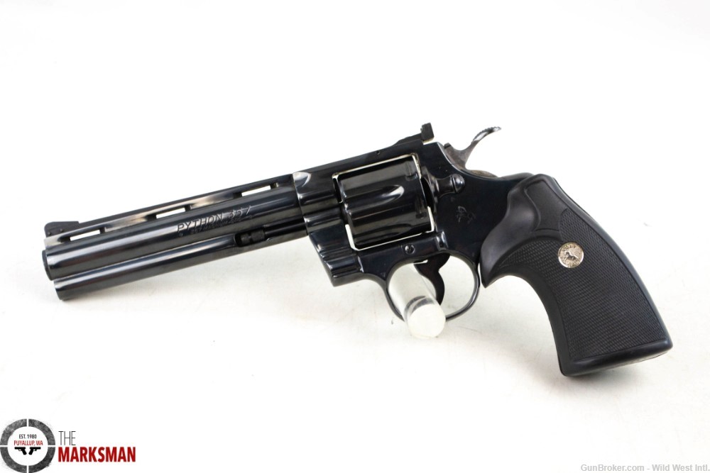 Colt Python, .357 Magnum, Used, 6" Blued, Pachmyr Grips with Medallions-img-0