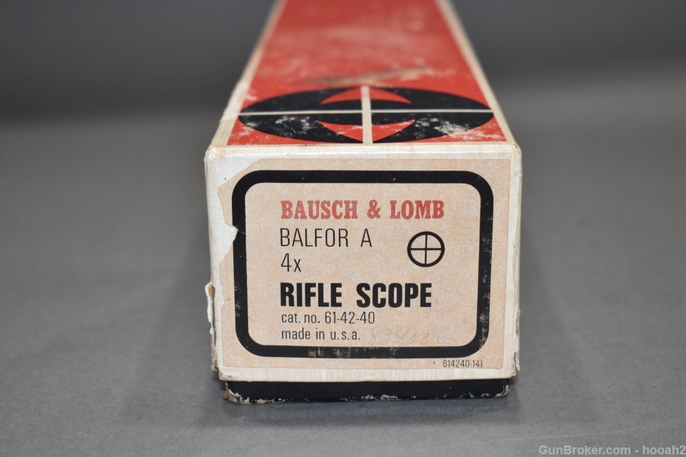 Vintage Bausch & Lomb Balfor A 4X Fixed Power Rifle Scope W Box-img-1