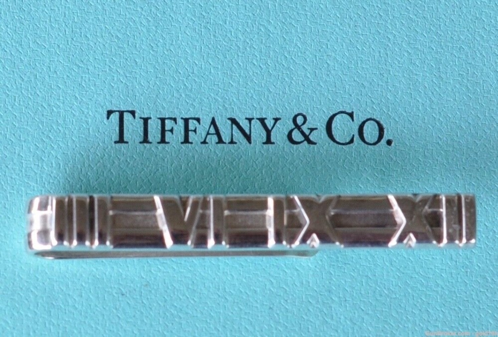 Tiffany & Co. Atlas Roman Numeral Tie Bar Clip 1995 Sterling Siver 925-img-0