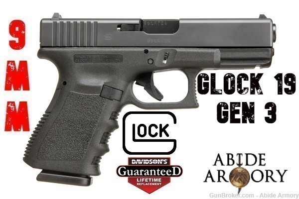 Glock 19 9mm Gen 3 Black Compact NIB No Reserve NR PI1950203 15 Round-img-0