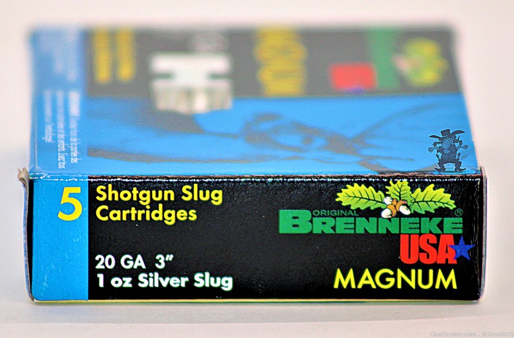 BRENNEKE 20 GA MAGNUM SLUGs Smooth or Rifled BORE 1oz Silver Slug 5 Rounds-img-3