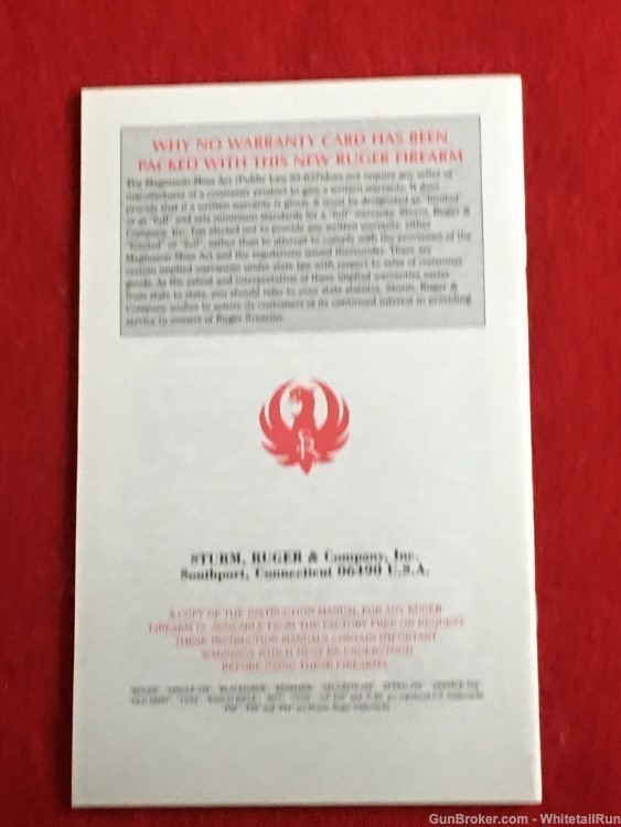 RUGER FACTORY P95DAO INSTRUCTION MANUAL DATED 12/96-EUC-img-1